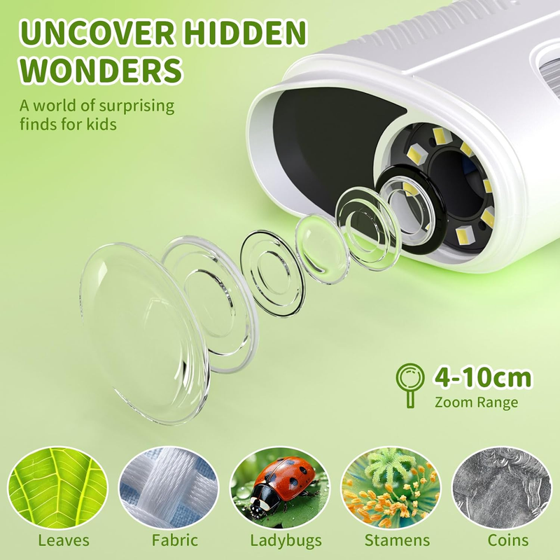 Microscope for Kids, 1000X Handheld Microscope Camera with 2.4" IPS Screen, 10803