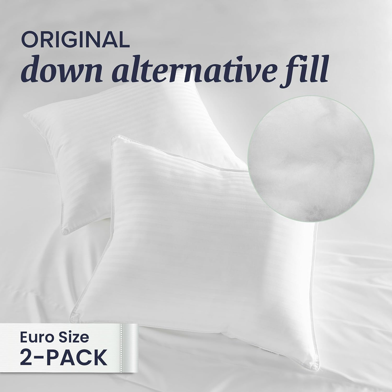 Beckham Euro Throw Pillows Set of 2 26x26 Down Alternative Inserts3