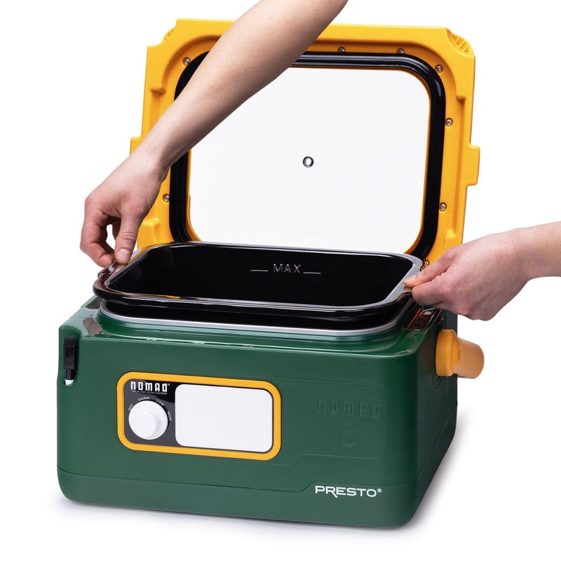 8 Quart Nomad Traveling Slow Cooker, Green/Gold6