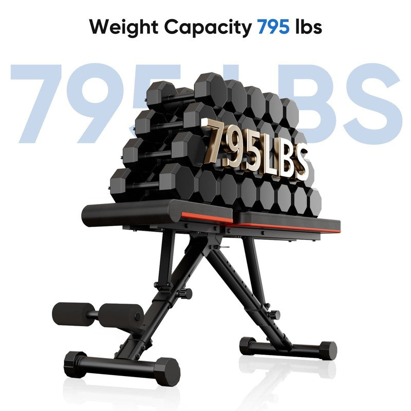 Adjustable Weight Bench 9 Positions Foldable Home Gym 795Lbs Strength6