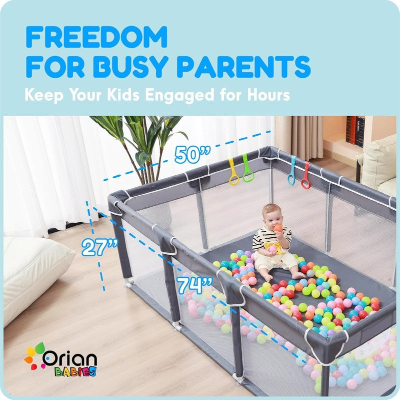 XL Baby Playpen 50x74 with 10 Balls & Carry Bag - Indoor/Outdoor Fun!2