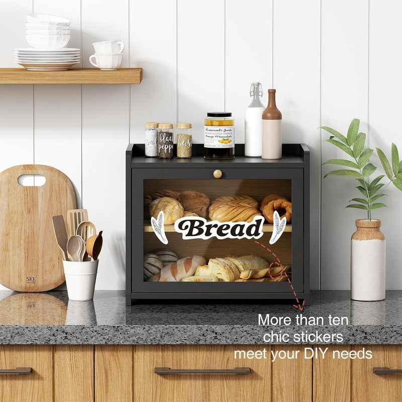 Black Bread Box Large Farmhouse Bread Storage Container for Counter3