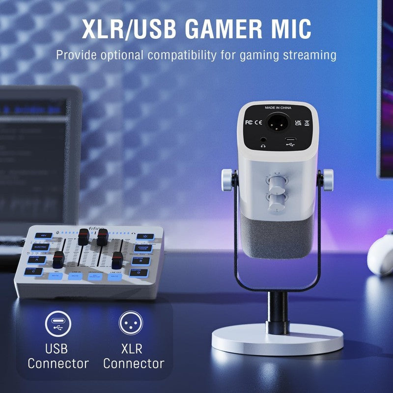 Gaming Mic & Audio Mixer Bundle USB/XLR Streaming Podcast Mixer Kit KS5W5