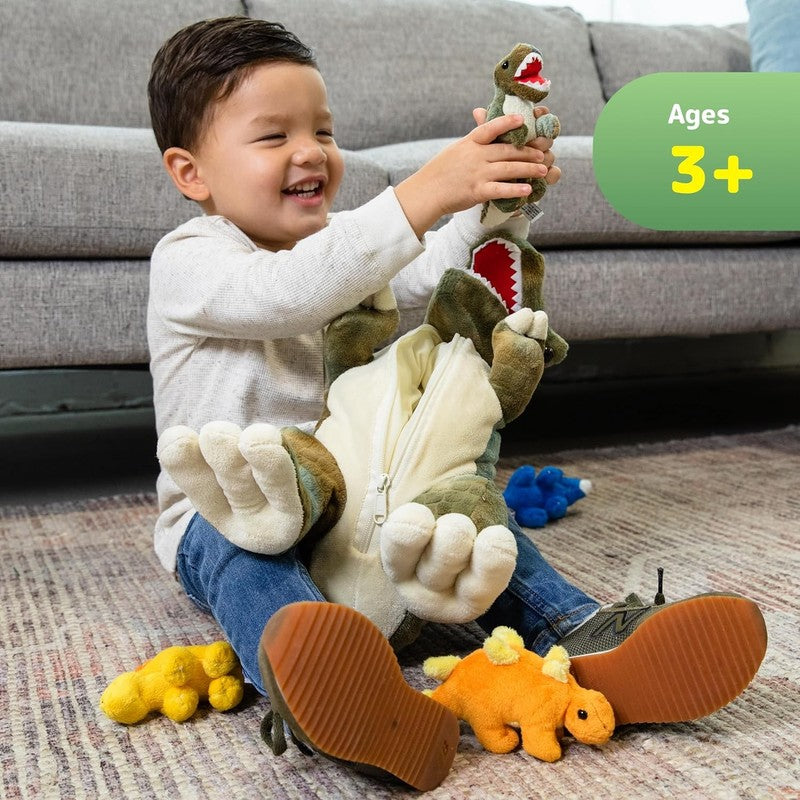 Dinosaur Stuffed Animal Set - Mommy T-Rex with 5 Plush Baby Dinosaurs inside - S3