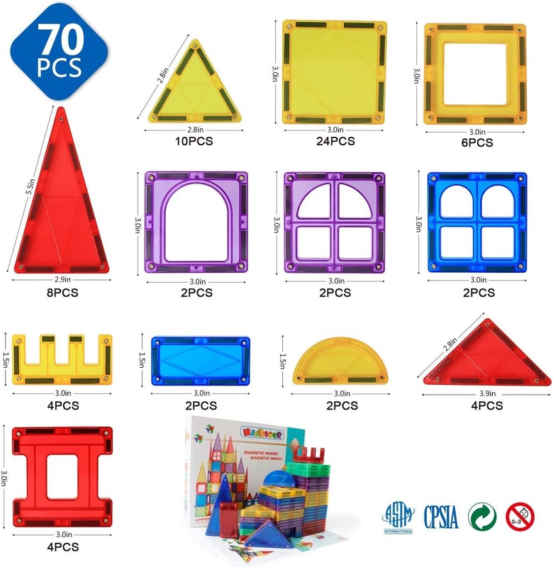Magnetic Blocks - Magnetic Tiles Toys for Toddlers Kids Magnet Building Blocks P1