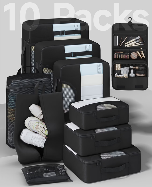 10 Set Packing Cubes for Travel Essential, Suitcase Organizer Bags in 4 Sizes, C0