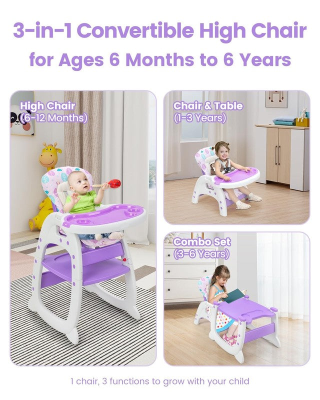 Convertible Baby High Chair Adjustable Feeding Chair for Toddlers 6M–6Y Purple4