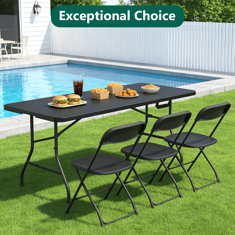 6FT Folding Table, Heavy Duty Portable Table, Waterproof HDPE, Foldable for Picn8