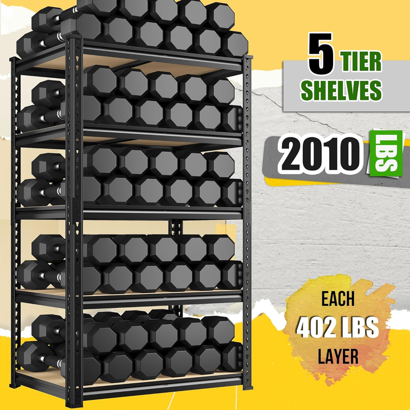 2010LBS Garage Shelving Unit, Heavy Duty Storage Shelves, Adjustable 5 Tier Util6