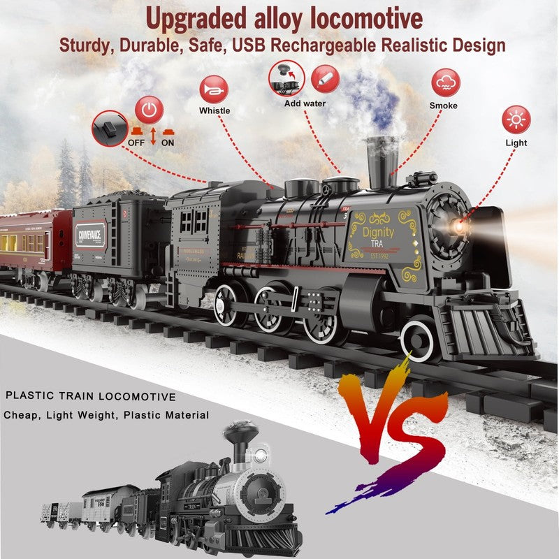 Electric Train Sets for Kids Metal Alloy Christmas Train Toys Steam Locomotive, 4
