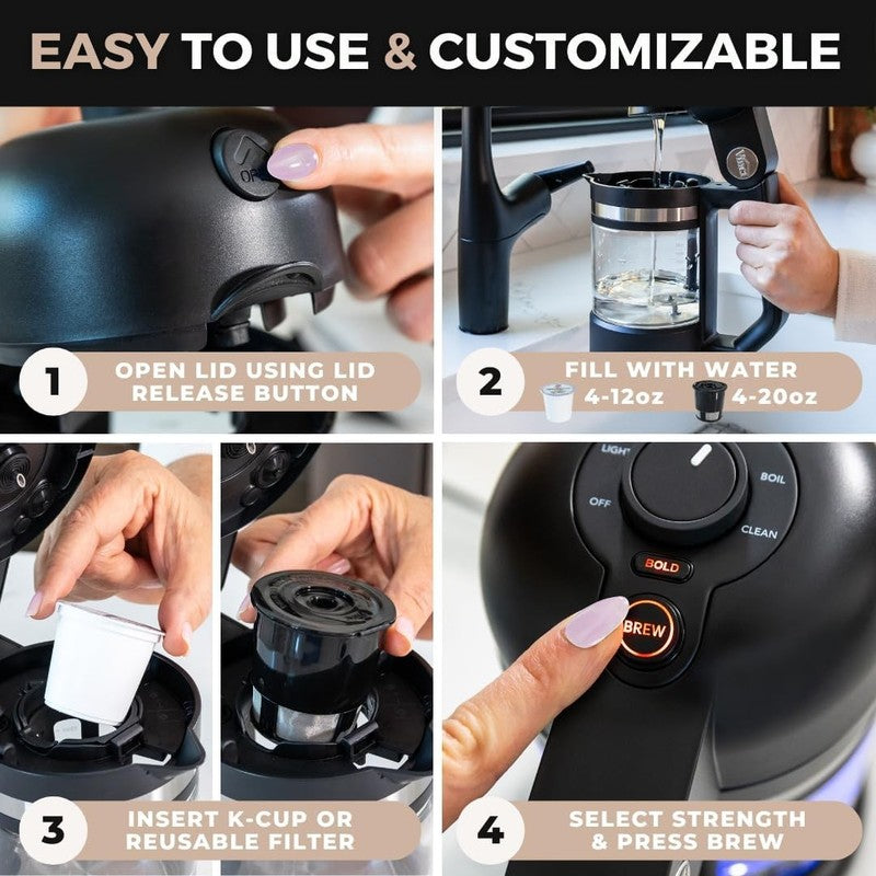 Micro Café Single Serve Coffee Maker K Cup Compatible Glass Carafe White6
