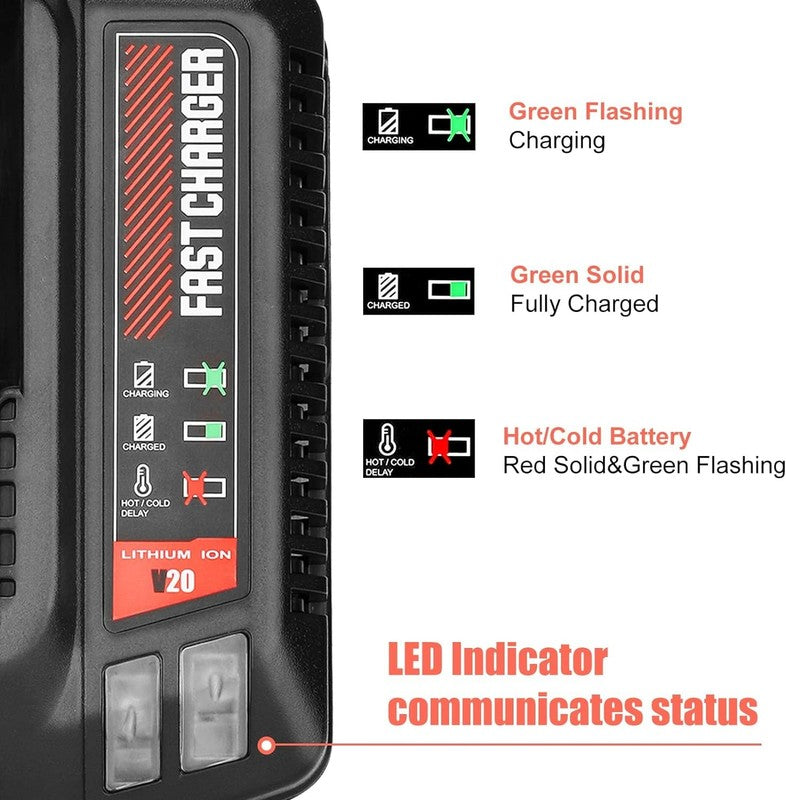 20V Max Battery Charger Replacement for Craftsman Lithium CMCB100/101/104/2055