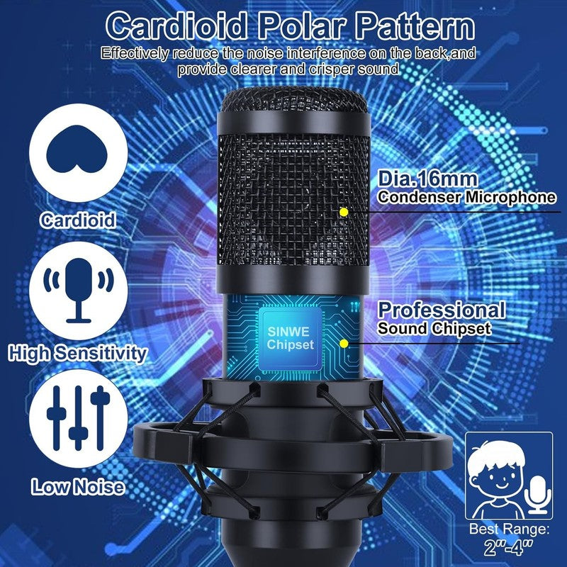 F993 Podcast Bundle BM 800 Mic Recording Studio Kit Voice Changer Orange2