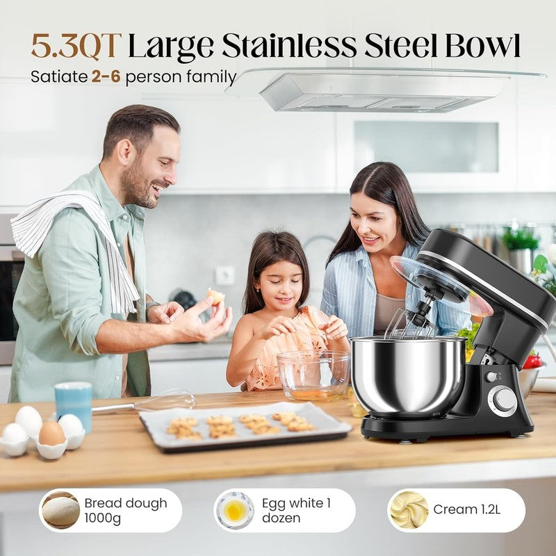 800W Stand Mixer 5.3QT 6-Speed w/ Pulse Dough Hook Whisk Beater2