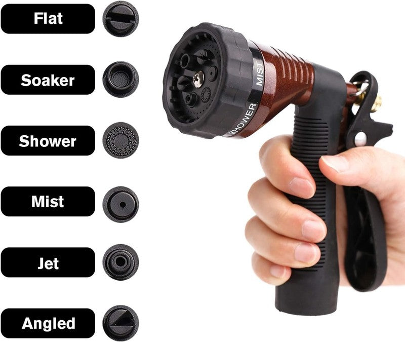 Adjustable Metal Garden Hose Nozzle with Spray Patterns for Plants & Cars2