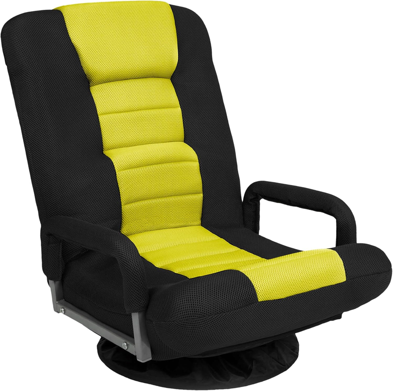 Gaming Floor Rocker Chair 360° Swivel, Lumbar Support, Black/Yellow9