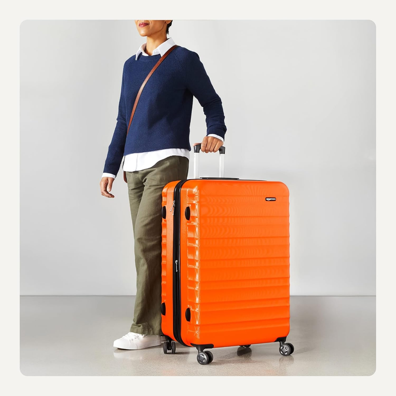 30in Large Checked Hardside Luggage Expandable Spinner Orange2