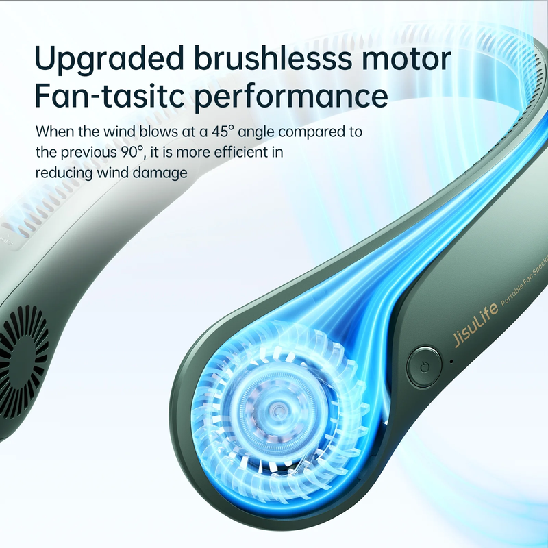 Portable Neck Fan Bladeless Wearable Hands Free 5 Speed 16H Green6