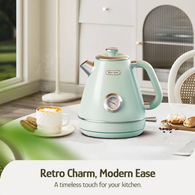 Retro Electric Kettle 1.7L 1200W Stainless Steel w/ Thermometer Mint Green2