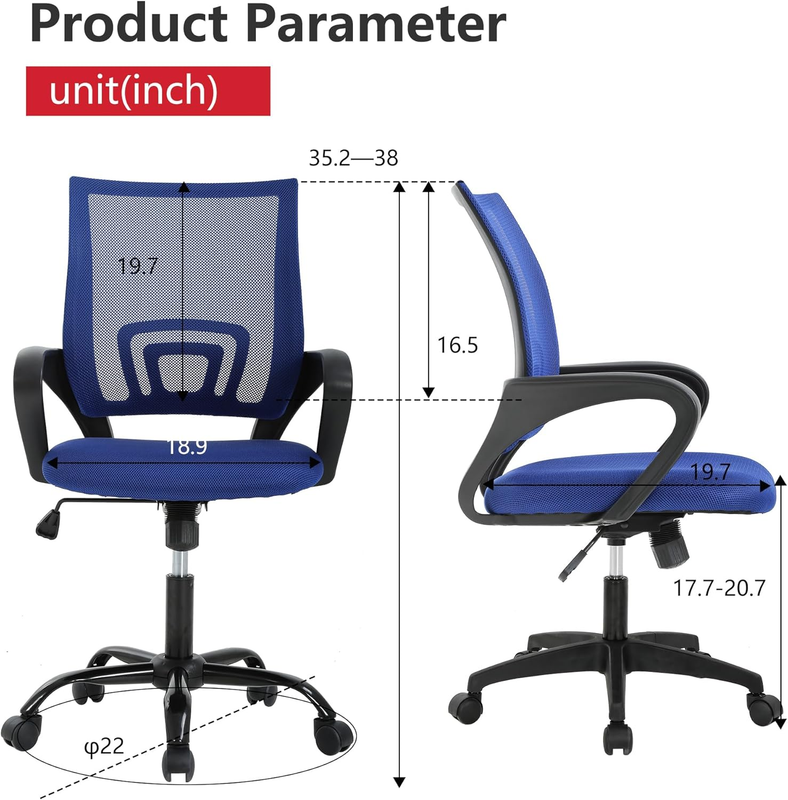 Ergonomic Office Chair Mid Back Swivel Adjustable Dark Blue Rolling Desk Chair2