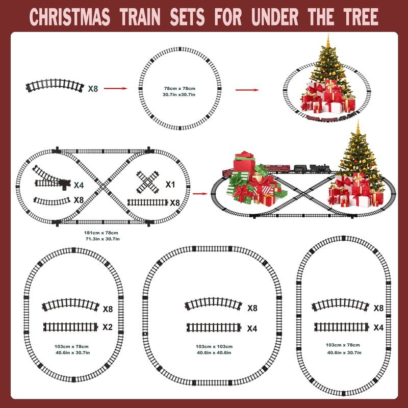 Electric Train Sets for Kids Metal Alloy Christmas Train Toys Steam Locomotive, 2