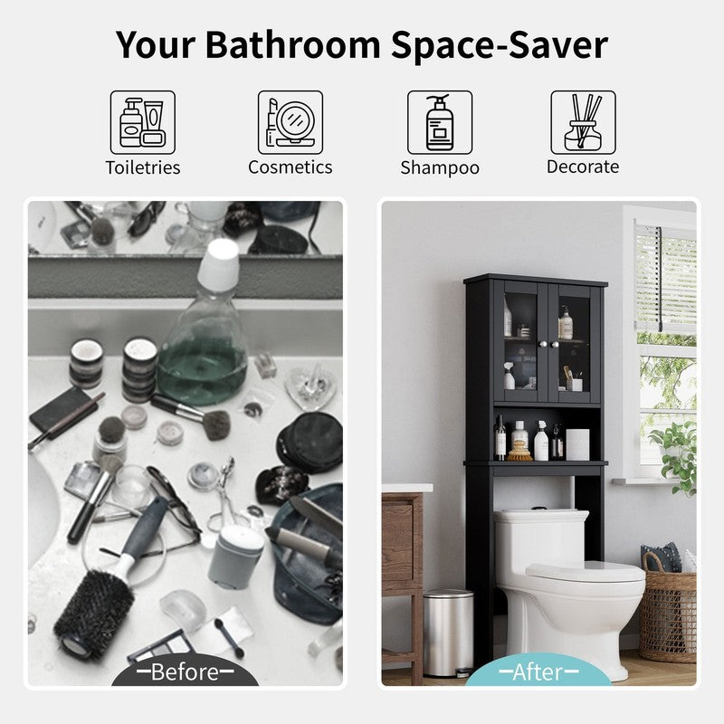 over the Toilet Storage Cabinet Bathroom Shelves Organizer Space Saver Freestand1