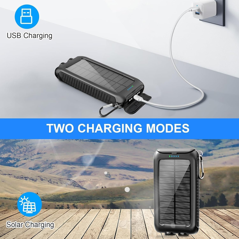 49800mAh Solar Power Bank 15W Fast Charge USB-C Waterproof LED Flashlight3