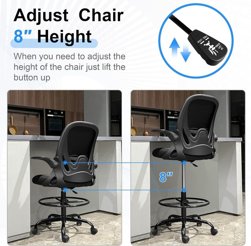 Drafting Chair Tall Office Chair with Flip Up Armrests Executive Ergonomic Compu7