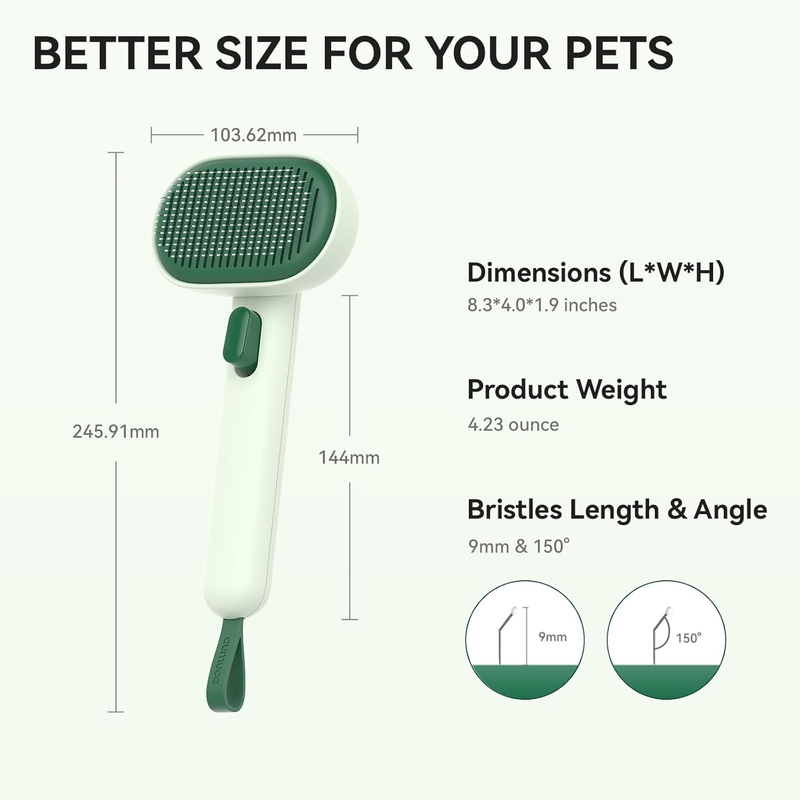 Cat Brush Shedding Cats Dogs Deshedding Removes Loose Fur Massage Forest Green7
