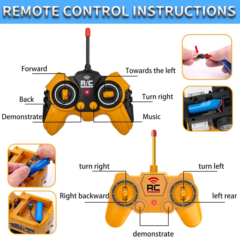 Remote Control Excavator Dump Truck Toy Set Construction Vehicles Kids5