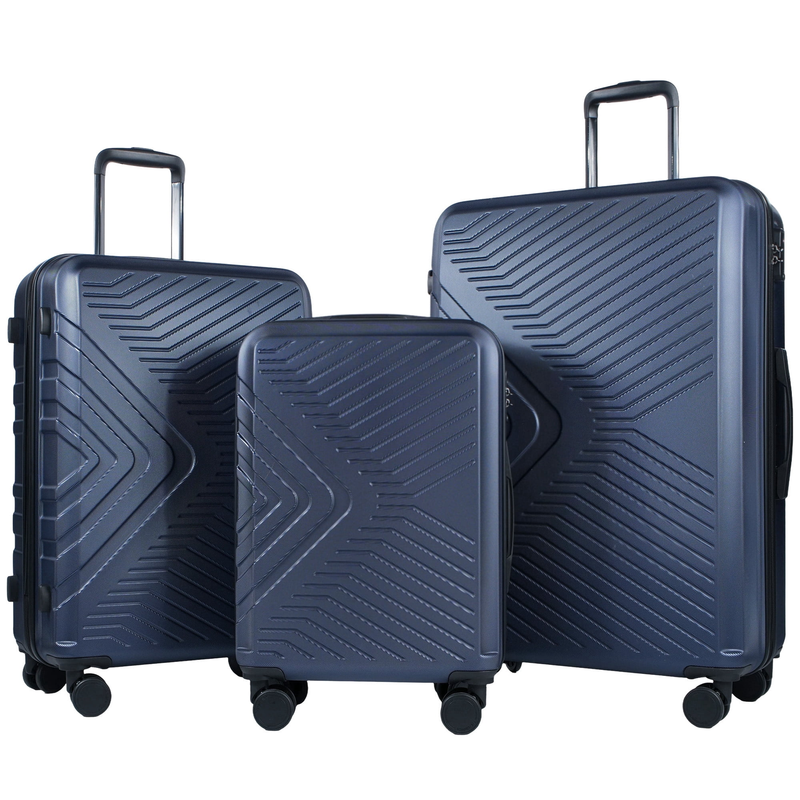 3Pc Hardside Luggage Set TSA Lock Spinner Wheels 20 24 28in Navy Blue0