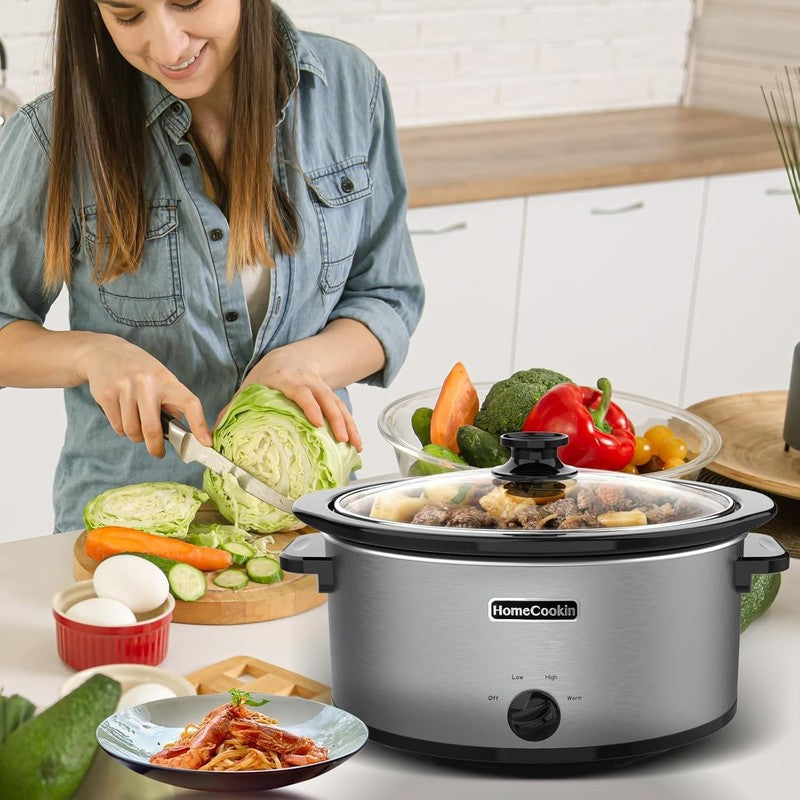 7Qt Oval Slow Cooker Manual 3-Setting Stainless Steel Pot Warmer4