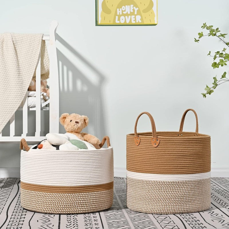 Large Blanket Basket (20"X13"),Woven Baskets for Storage Baby Laundry Hamper6