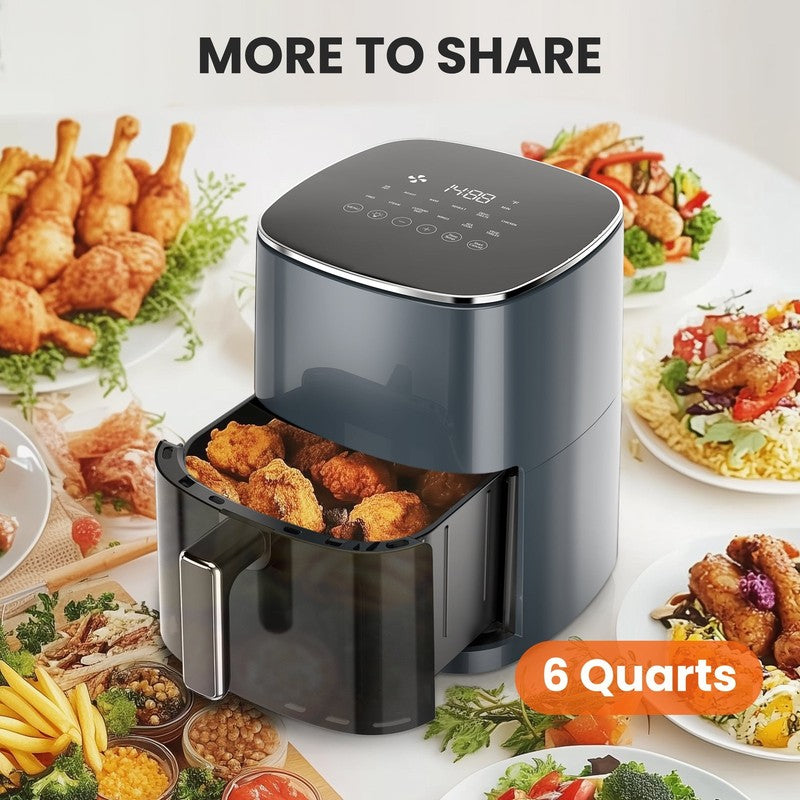 6 Qt Air Fryer, 400°F Crisp, Digital LED, Multifunction Cooker, Grey7