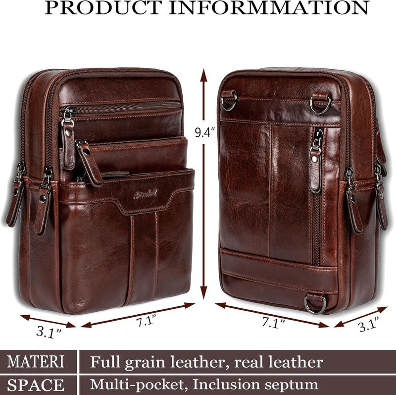 Leather Messenger Bag Men Small Sling Shoulder Crossbody Man Purse Pack3