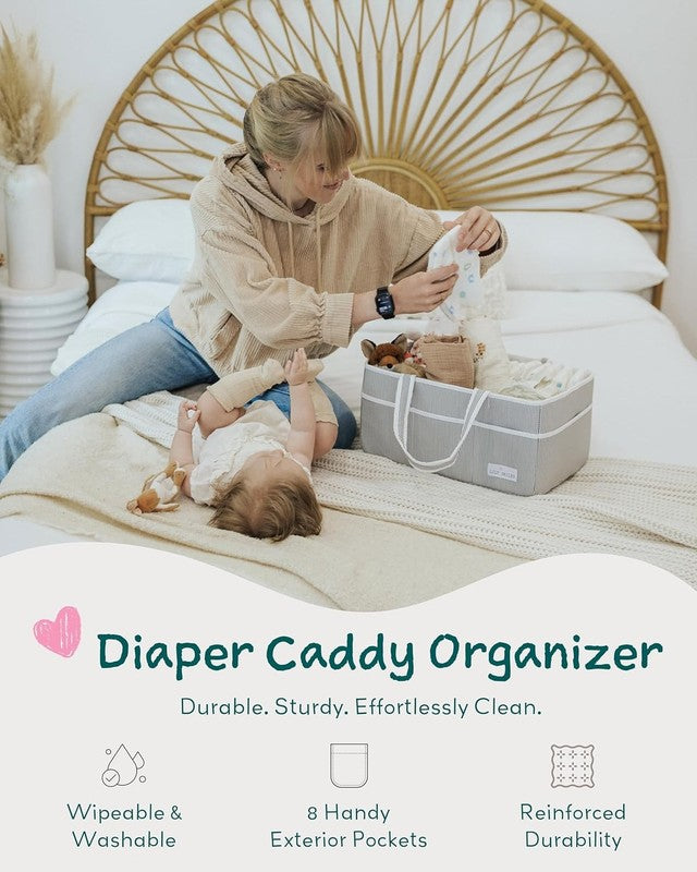 Baby Diaper Caddy Organizer, Large Tote for Newborn Essentials, Nursery & Car1