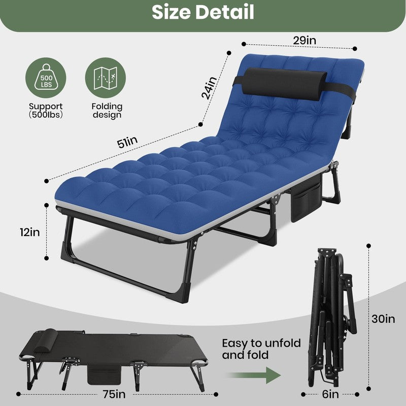 Portable Folding Camping Cot with Mattress, 29" Wide Multi-Position Folding Chai2