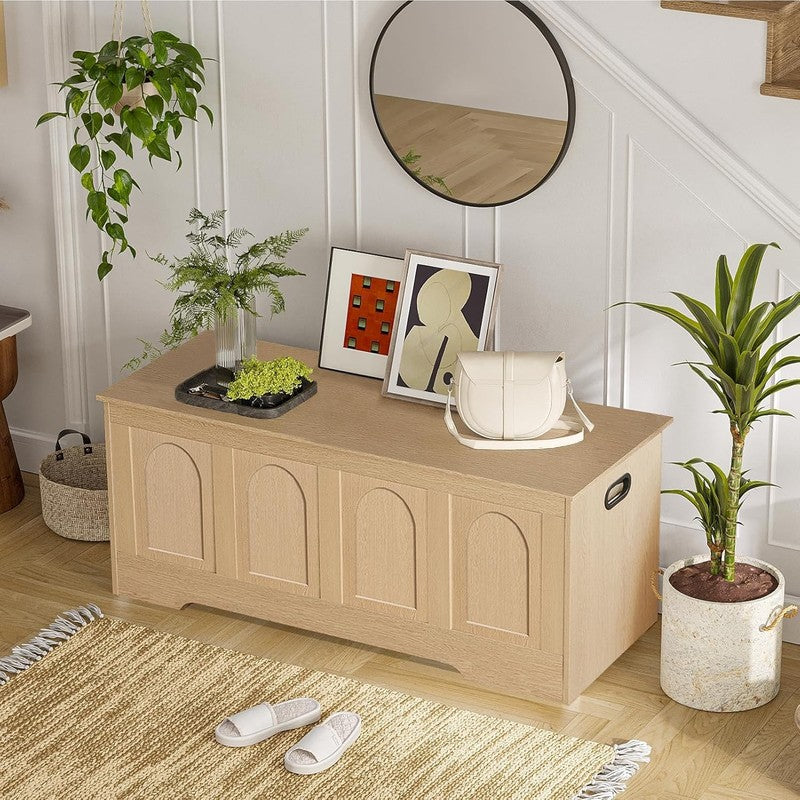 47.2'' Rattan Storage Chest Flip Top Entryway Bench Toy Box Natural1