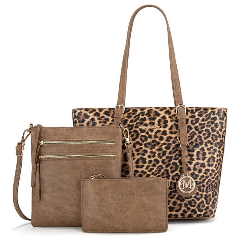 Purses for Women Tote Bag 3Pcs Set Leopard Print Satchel Handbags10