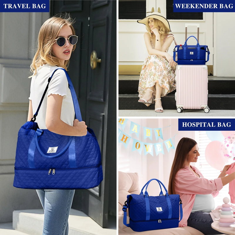 Travel Duffle Bag Weekender Bags for Women with Shoe Compartment Carry on Overni6