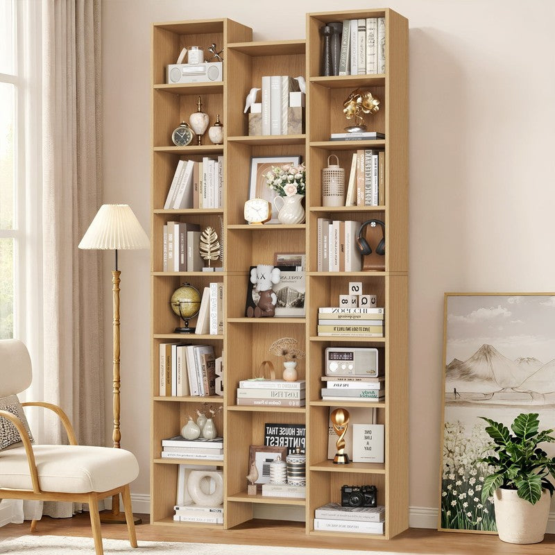 21-Cube Bookcase, 71’’ Tall Wooden Bookshelves with Adjustable Shelves, Triple W9