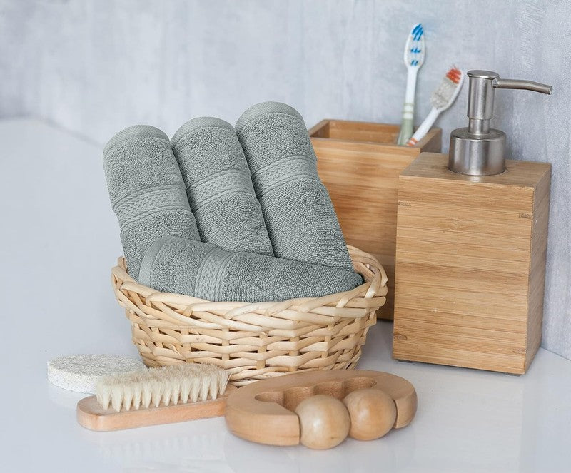 8 Piece Towel Set Cool Grey 100% Cotton 600 GSM Bath Hand Wash Towels6