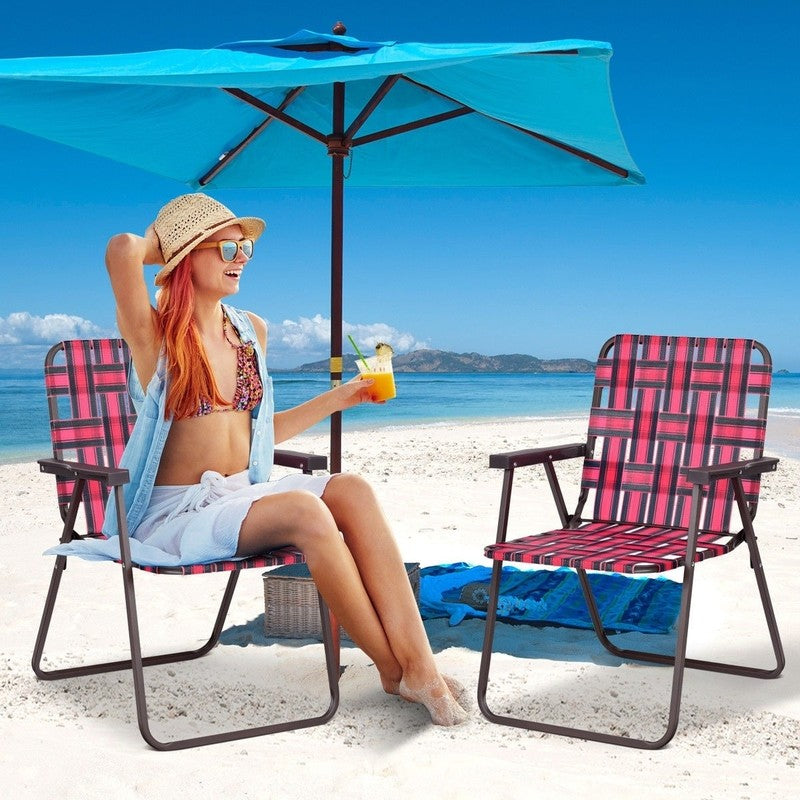 6 Pack Folding Beach Chairs - Portable Camping Lawn Webbing Chairs2
