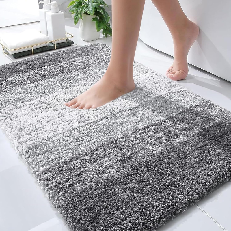 Soft Microfiber Bath Rug 30x20 - Absorbent, Quick Dry, Rubber Backing, Grey7