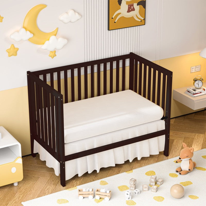 5 In 1 Convertible Crib, Espresso Baby Bed, Converts from Baby Crib to Toddler B6