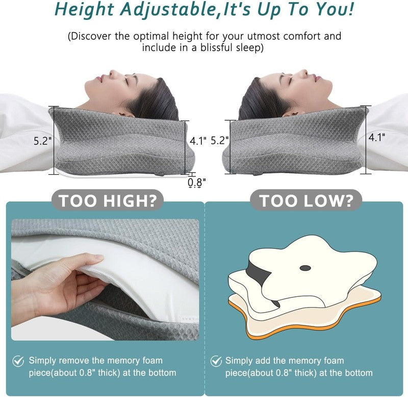 Cervical Neck Pillow Memory Foam Cooling Ortho Support for Side Back Sleepers3