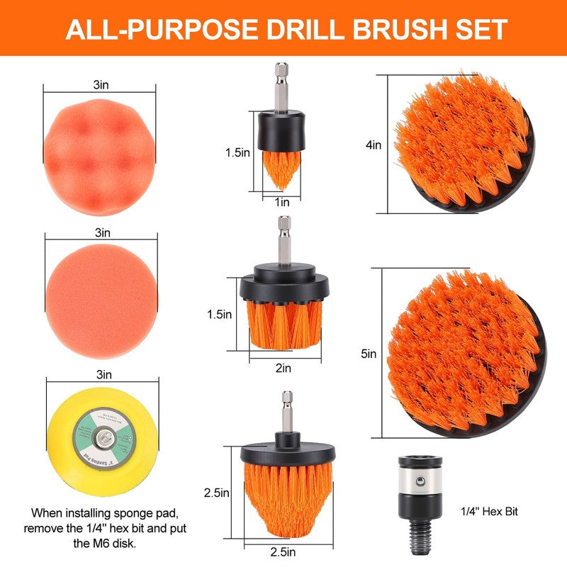 Cordless Buffer Polisher, 16.8V Auto Detailing Drill Brushes Set with 2000Mah Ba8
