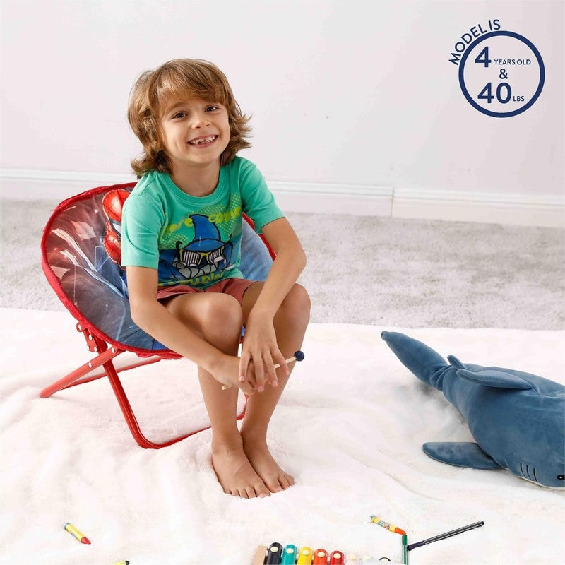 Spider Man 19” Folding Toddler Saucer Chair w/ Cushion Kids 3+1