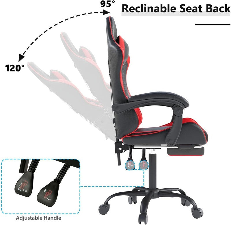 Gaming Chair w/ Headrest Lumbar Support Ergonomic High Back Office Red Black6