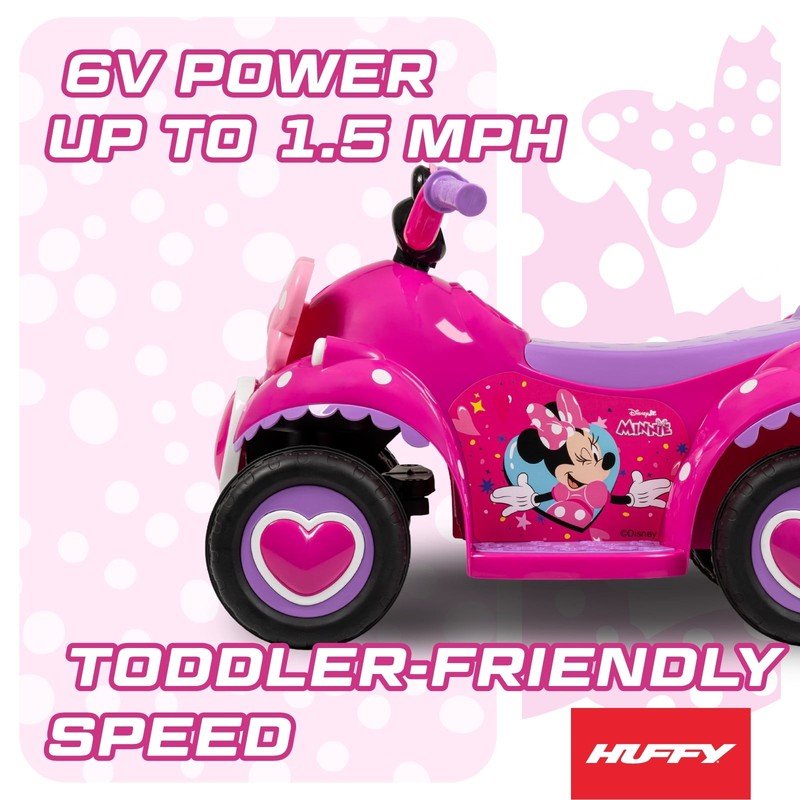 6V Disney Minnie Mouse Ride-On Quad for Toddlers Ages 1.5-3 Pink2